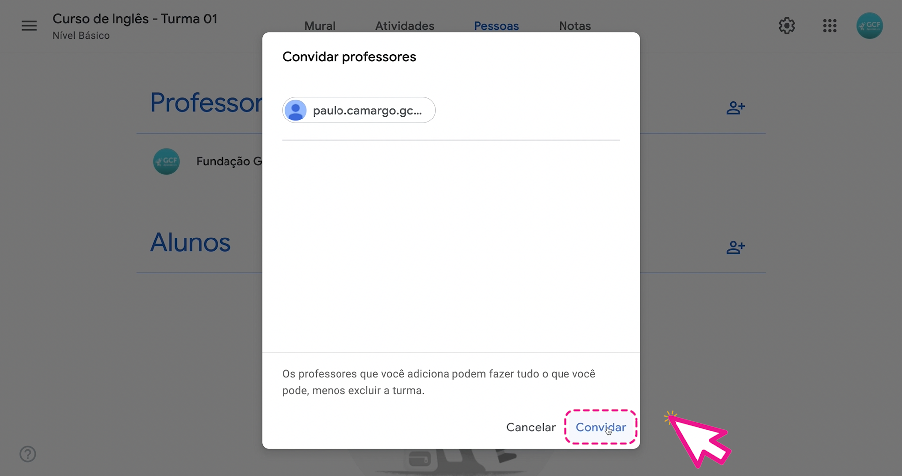 como adicionar um professor auxiliar no google sala de aula - parte3